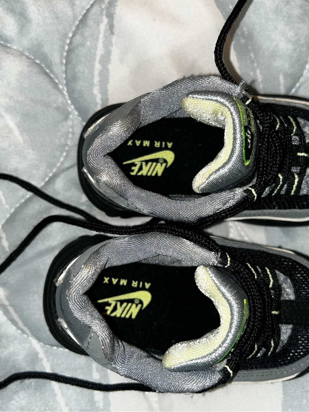 Nike Kids Black & Gray Sneakers with Neon Green Accents - Picture 6 of 7